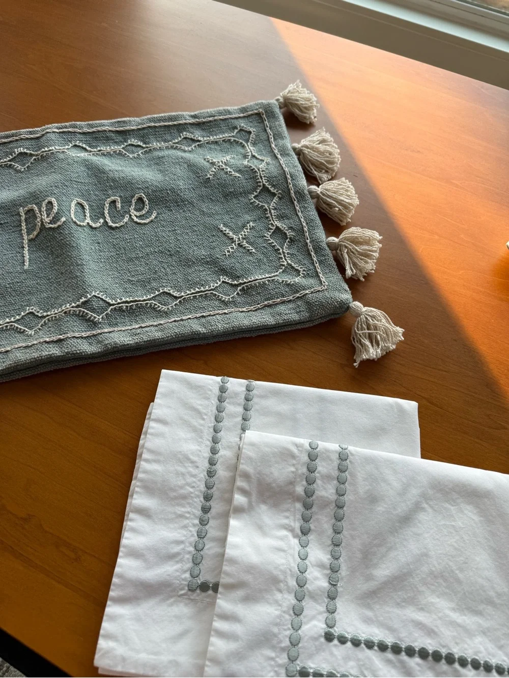 Pottery barn pearl organic cotton Euro shams set of two silver sage in color